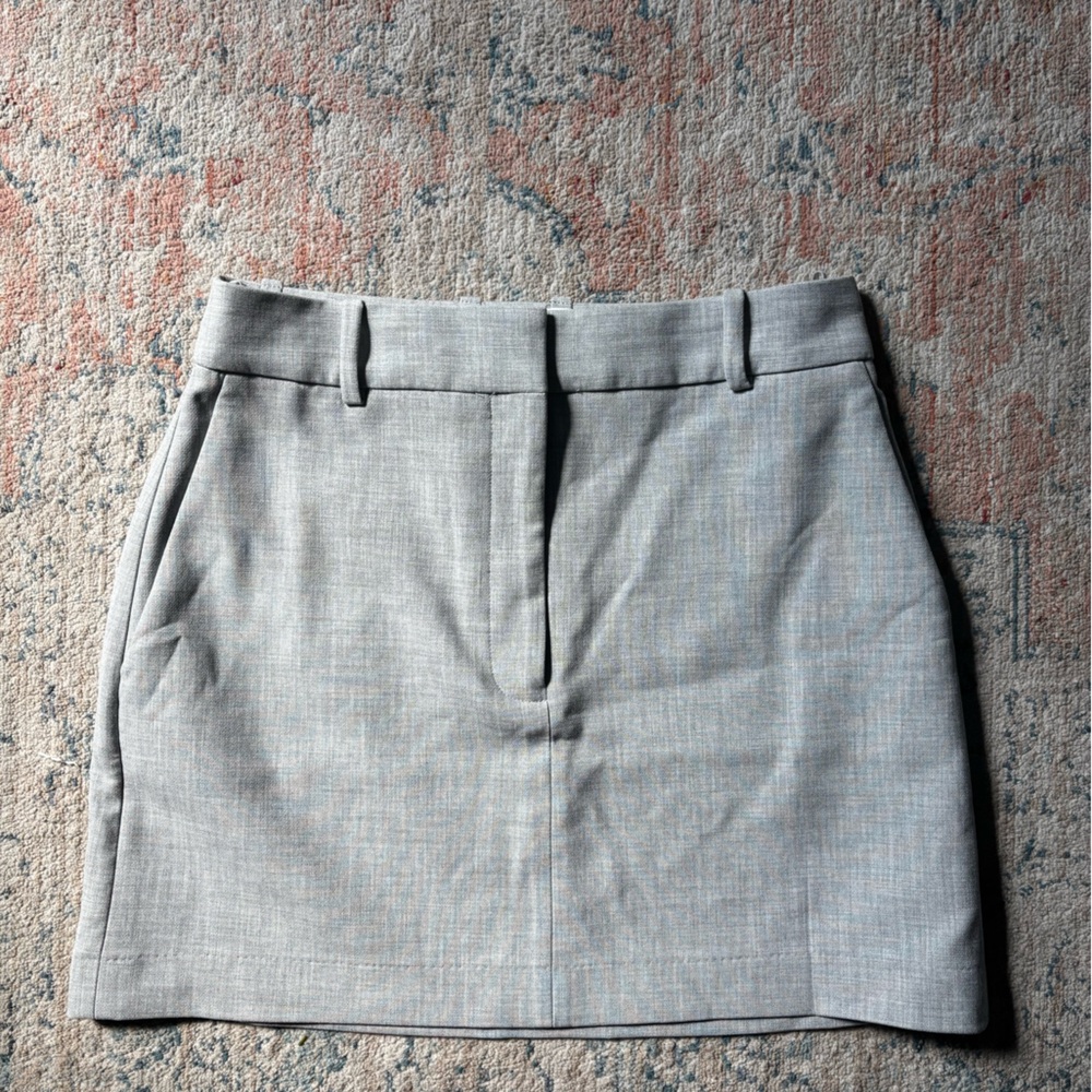 Babaton Light Gray Mini Skirt
